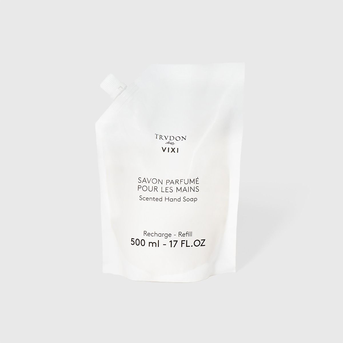 Trudon Vixi soap refill 500ml/17 fluid ounces in a plastic pouch 